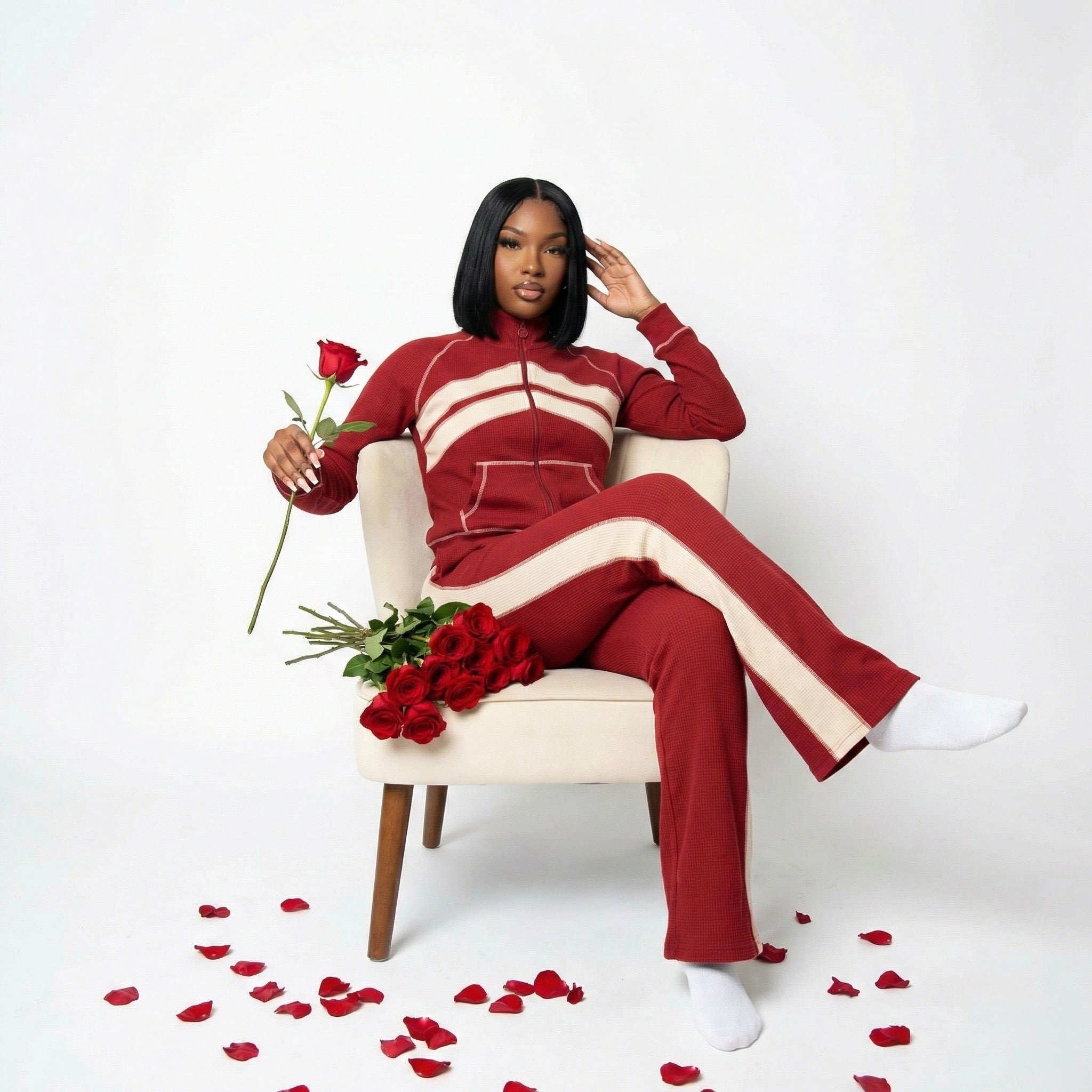 Red Velvet Waffle knit